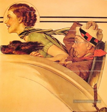 Norman Rockwell Painting - couple in rumble seat 1935 Norman Rockwell